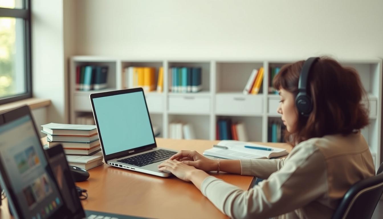 Student using online courses for flexible education