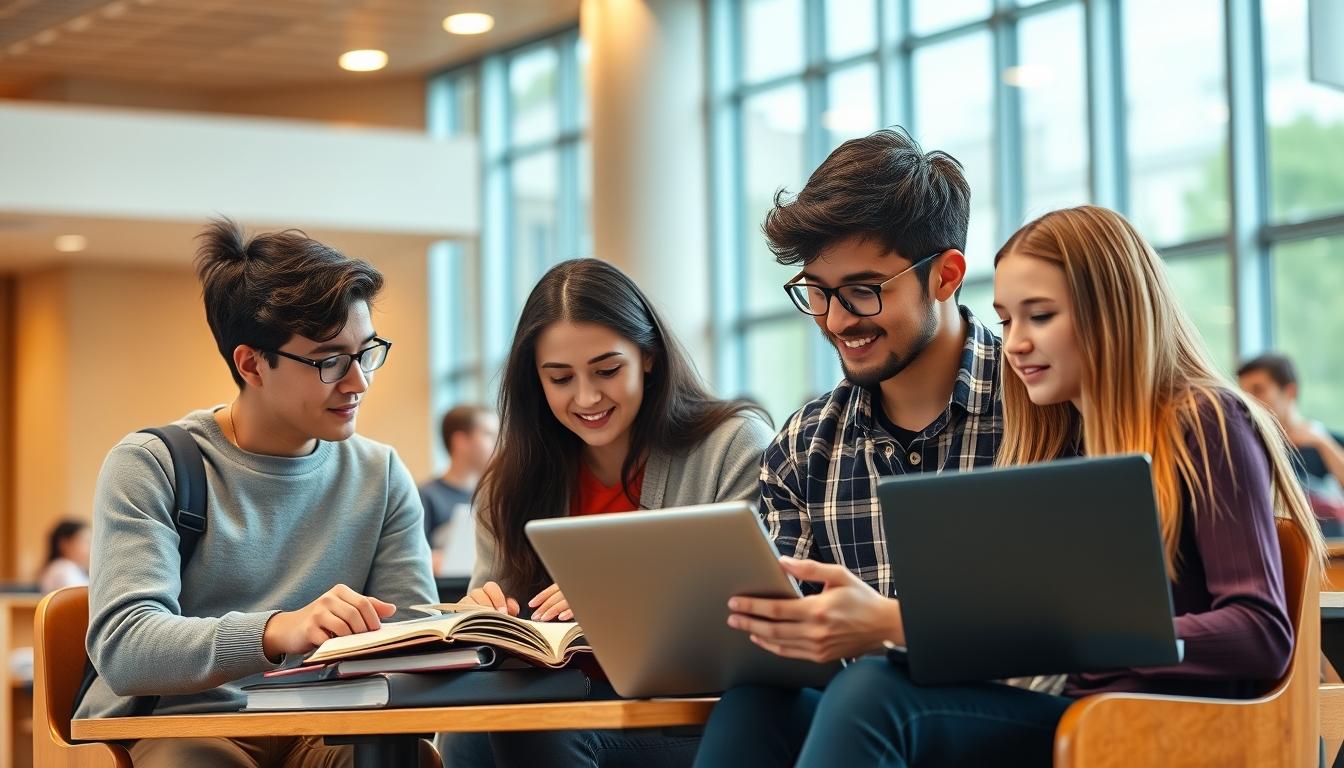 Student using learning strategies while studying